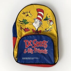 Vintage Retro 1997 Dr. Seuss Cat In The Hat Backpack Color Block 12"x10" Small